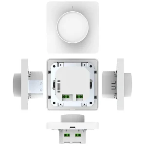 Luminea Home Control Smart Dimmer:2er-Set WLAN-Unterputz-Lichtschalter Mit Dreh- & Drück-Funktion, App 27