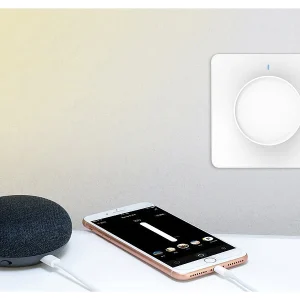Luminea Home Control Smart Dimmer:2er-Set WLAN-Unterputz-Lichtschalter Mit Dreh- & Drück-Funktion, App 39