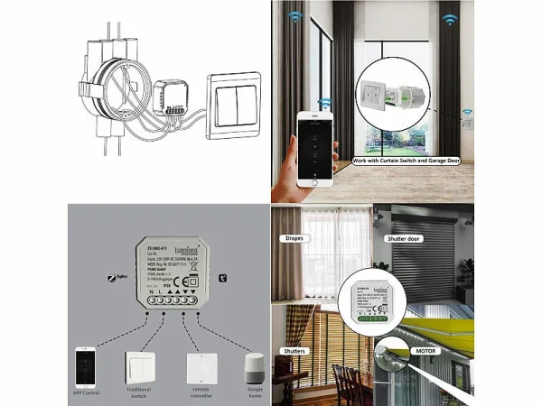 Luminea Home Control Rolladensteuerung:10er-Set WLAN-Unterputzmodule Für Smarte Rollladen, App & Sprachbefehl 5