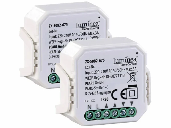 Luminea Home Control WLAN Rolladenschalter:2er-Set WLAN-Unterputzmodule Für Smarte Rollladen, App & Sprachbefehl 3