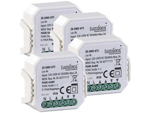 Luminea Home Control Rollladensteuerung:4er-Set WLAN-Unterputzmodule Für Smarte Rollladen, App & Sprachbefehl 3