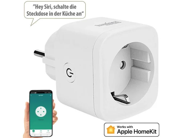Luminea Home Control Funksteckdosen:WLAN-Steckdose, Apple-HomeKit-zertifiziert, Mit App & Sprachsteuerung 3