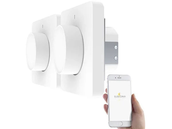 Luminea Home Control Smart Dimmer:2er-Set WLAN-Unterputz-Lichtschalter Mit Dreh- & Drück-Funktion, App 4