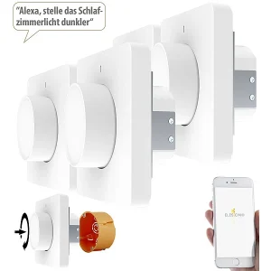Luminea Home Control Alexa Dimmer-Schalter:4er WLAN-Lichtschalter & Dimmer Mit Dreh-/Drück-Funktion Und App 19