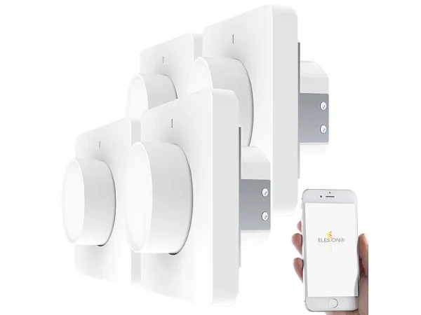 Luminea Home Control Alexa Dimmer-Schalter:4er WLAN-Lichtschalter & Dimmer Mit Dreh-/Drück-Funktion Und App 4