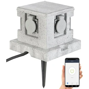 Royal Gardineer Steckdosenstein:4-fach-WLAN-Garten-Steckdose, App, Sprachbefehl, 16 A, 3.680 W, IP44 18