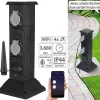 Royal Gardineer WLAN Gartensteckdose:4-fach-WLAN-Outdoor-Steckdosen-Säule, App, Sprachsteuerung, 16 A, IP44 14