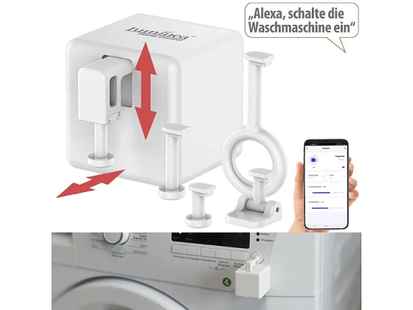 Luminea Home Control Funk-Schalter-Aufsätze:2er-Set Smarte Schalter-Aufsätze Für Kippschalter & Taster, Mit App 12