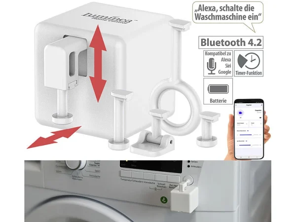 Luminea Home Control Funk-Schalter-Aufsätze:2er-Set Smarte Schalter-Aufsätze Für Kippschalter & Taster, Mit App 10