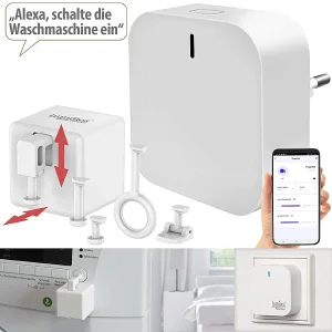 Luminea Home Control Smarter Schalter Aufsatz:Schalt-Aufsatz Für Kippschalter & Taster, Bluetooth Mit WLAN Gateway 22