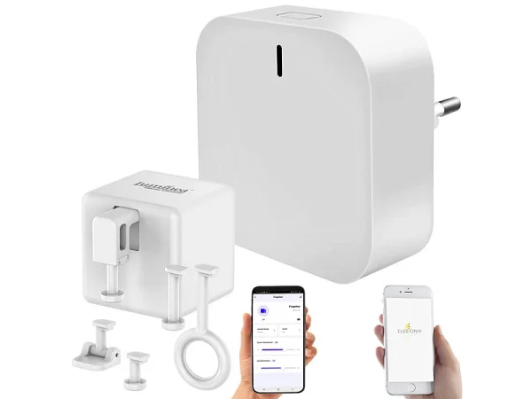 Luminea Home Control Smarter Schalter Aufsatz:Schalt-Aufsatz Für Kippschalter & Taster, Bluetooth Mit WLAN Gateway 4