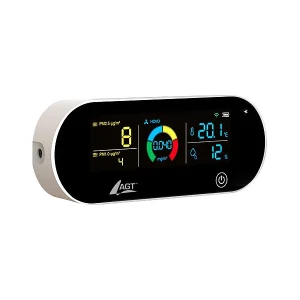 AGT Luftmesser:5in1-Akku-Luftqualitätsmesser, HCHO, PM1/2,5, Temperatur U.v.m., App 28