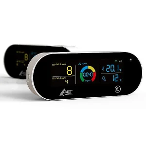 AGT Luftmesser:5in1-Akku-Luftqualitätsmesser, HCHO, PM1/2,5, Temperatur U.v.m., App 36