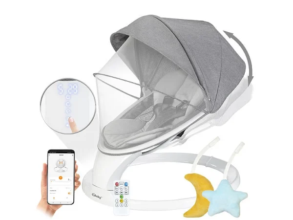 Cybaby Wippe:Smarte Babywippe Aus Aluminium, Bluetooth, WLAN, Touch-Tasten Und App 3