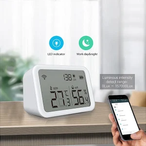 Luminea Home Control WLAN Temperatursensor:3in1-WLAN-Sensor Für Temperatur, Luftfeuchtigkeit Und Helligkeit, App 19