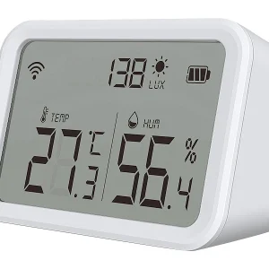 Luminea Home Control WLAN Temperatursensor:3in1-WLAN-Sensor Für Temperatur, Luftfeuchtigkeit Und Helligkeit, App 37