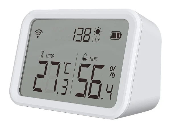 Luminea Home Control WLAN Temperatursensor:3in1-WLAN-Sensor Für Temperatur, Luftfeuchtigkeit Und Helligkeit, App 13