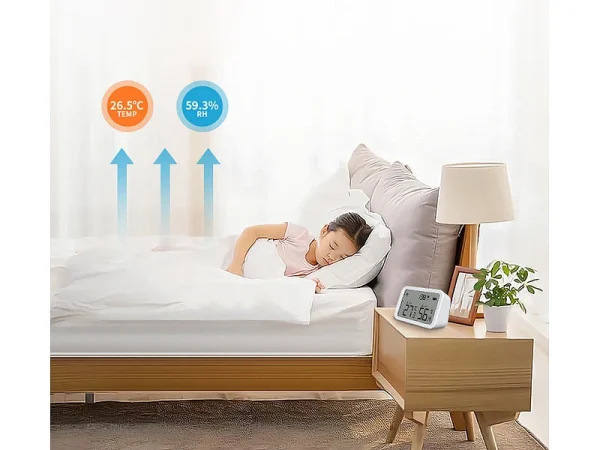 Luminea Home Control WLAN Temperatursensor:3in1-WLAN-Sensor Für Temperatur, Luftfeuchtigkeit Und Helligkeit, App 8