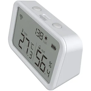 Luminea Home Control WLAN Temperatursensor:3in1-WLAN-Sensor Für Temperatur, Luftfeuchtigkeit Und Helligkeit, App 29