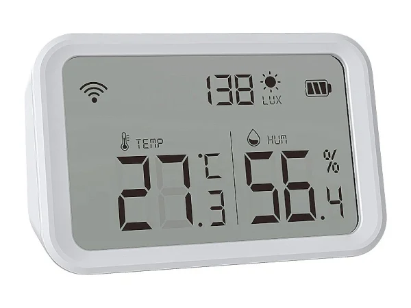 Luminea Home Control WLAN Temperatursensor:3in1-WLAN-Sensor Für Temperatur, Luftfeuchtigkeit Und Helligkeit, App 10
