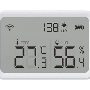 Luminea Home Control WLAN Temperatursensor:3in1-WLAN-Sensor Für Temperatur, Luftfeuchtigkeit Und Helligkeit, App 35