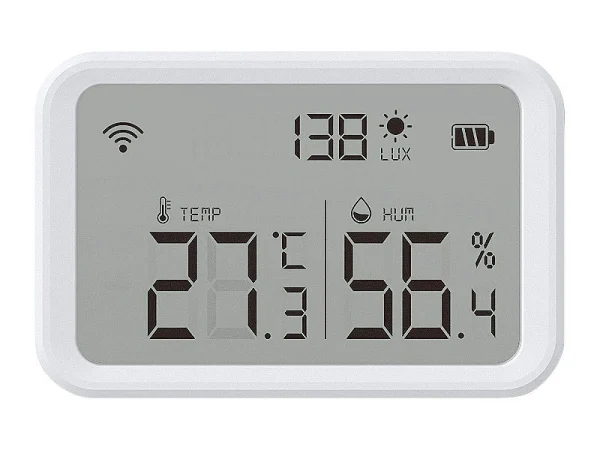Luminea Home Control WLAN Temperatursensor:3in1-WLAN-Sensor Für Temperatur, Luftfeuchtigkeit Und Helligkeit, App 12
