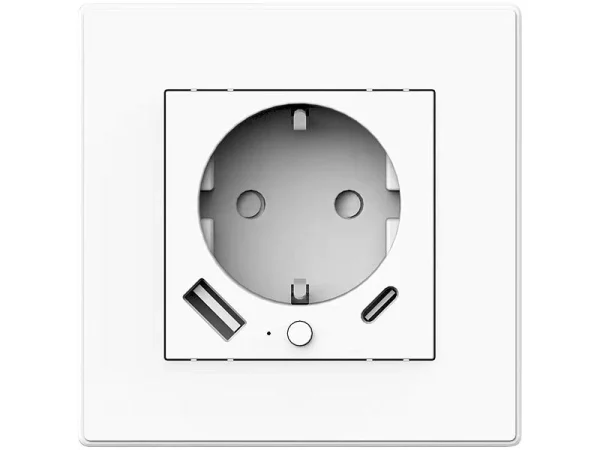 Luminea Home Control Unterputz Steckdose:2in1-WLAN-Unterputzsteckdose Mit USB-C- Und USB-A-Netzteil, 2 A, App 8