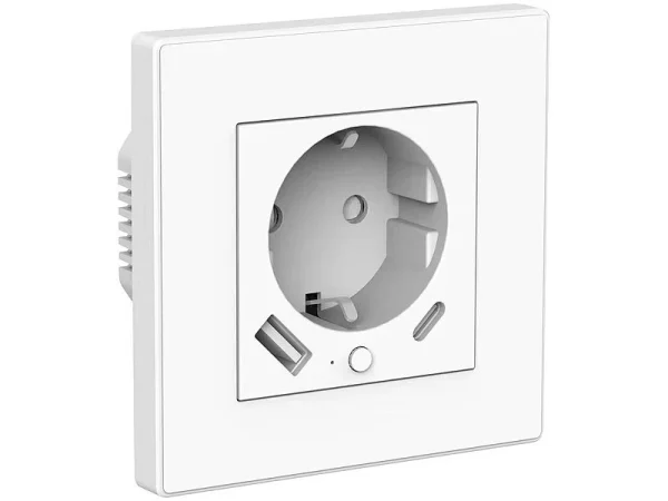 Luminea Home Control Unterputz Steckdose:2in1-WLAN-Unterputzsteckdose Mit USB-C- Und USB-A-Netzteil, 2 A, App 9