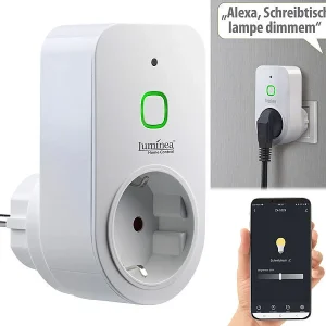 Luminea Home Control Dimmschalter-Steckdosen:2er Smarte WLAN-Dimmer-Steckdose Mit Phasenabschnittsdimmer Bis 200 W 33