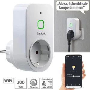 Luminea Home Control Dimmschalter-Steckdosen:2er Smarte WLAN-Dimmer-Steckdose Mit Phasenabschnittsdimmer Bis 200 W 31