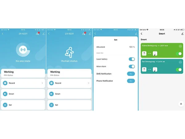 Luminea Home Control PIR Funkmelder:4er-Set ZigBee-PIR-Bewegungsmelder, 8 M Reichweite, App 5