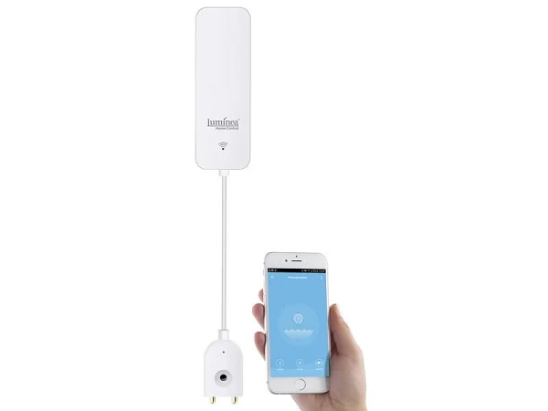 Luminea Home Control ZigBee Wassersensor:2er-Set ZigBee-Wassermelder Mit Externem Sensor, App 9
