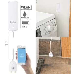 Luminea Home Control ZigBee Wassersensor:2er-Set ZigBee-Wassermelder Mit Externem Sensor, App 23