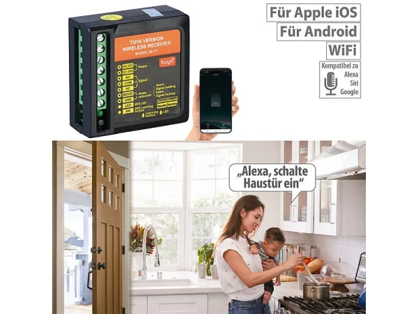 VisorTech Smarthome Türöffner:WLAN-Adapter Zur Sprach- Und App-Steuerung Elektronischer Tür-Öffner 1