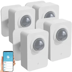 Luminea Home Control PIR Funkmelder:4er-Set ZigBee-PIR-Bewegungsmelder, 8 M Reichweite, App 13