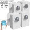 Luminea Home Control PIR Funkmelder:4er-Set ZigBee-PIR-Bewegungsmelder, 8 M Reichweite, App 13