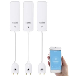 Luminea Home Control Wassermelder Funk:3er-Set ZigBee-Wassermelder, Ext. Sensor, 2 J. Batterielaufzeit, App 13