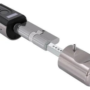 VisorTech Fingerprint Schloss:Elektronischer Tür-Schließzylinder, Fingerabdruck, Transponder, IP44 48
