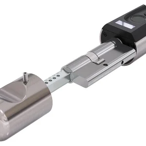 VisorTech Fingerprint Schloss:Elektronischer Tür-Schließzylinder, Fingerabdruck, Transponder, IP44 46