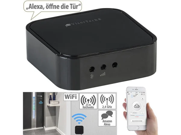 VisorTech Schloss:Elektronischer Tür-Schließzylinder, Transponder, App, IP65, M Gateway 15