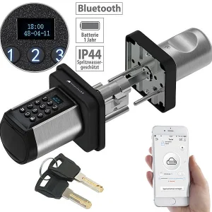 VisorTech Türschloss Mit Schlüssel:Elektronischer Tür-Schließzylinder, Code, 2 Schlüssel, IP44, M Gateway 58