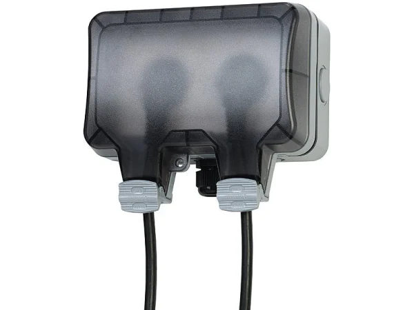 Luminea Home Control Außensteckdose WLAN:2er-Set Outdoor-WLAN-Doppelsteckdosen, Sprachbefehl, Strommessung, App 8