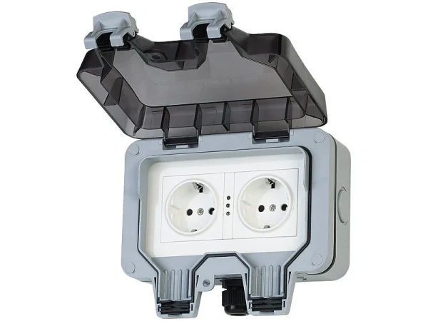 Luminea Home Control Außensteckdose WLAN:2er-Set Outdoor-WLAN-Doppelsteckdosen, Sprachbefehl, Strommessung, App 13