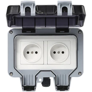 Luminea Home Control Außensteckdose WLAN:2er-Set Outdoor-WLAN-Doppelsteckdosen, Sprachbefehl, Strommessung, App 41