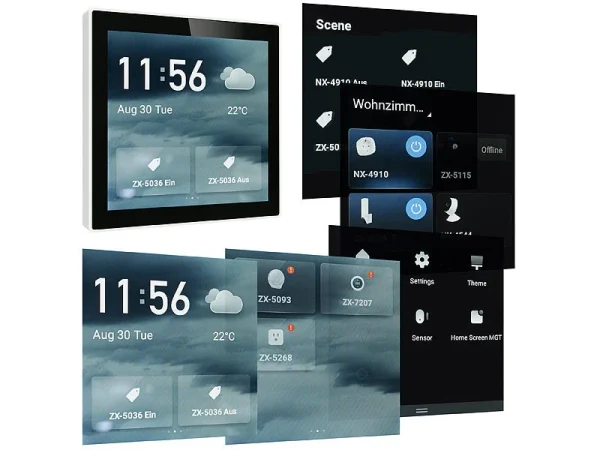 Luminea Home Control Smart Home Zentrale:Einbau-Smarthome-Zentrale, 4″/10,2cm Touchscreen, WLAN, ZigBee-Gateway 7