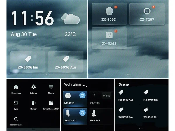 Luminea Home Control Smart Home Zentrale:Einbau-Smarthome-Zentrale, 4″/10,2cm Touchscreen, WLAN, ZigBee-Gateway 6