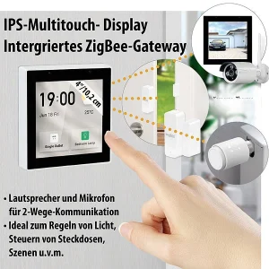 Luminea Home Control Smart Home Zentrale:Einbau-Smarthome-Zentrale, 4″/10,2cm Touchscreen, WLAN, ZigBee-Gateway 18