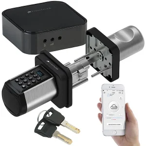 VisorTech Türschloss Mit Schlüssel:Elektronischer Tür-Schließzylinder, Code, 2 Schlüssel, IP44, M Gateway 26