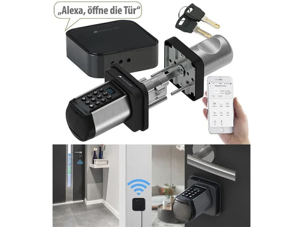 VisorTech Türschloss Mit Schlüssel:Elektronischer Tür-Schließzylinder, Code, 2 Schlüssel, IP44, M Gateway 3