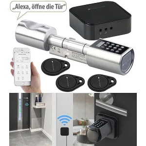 VisorTech Zahlenschloss:Elektronischer Tür-Schließzylinder, Transponder, Code, App, M Gateway 20